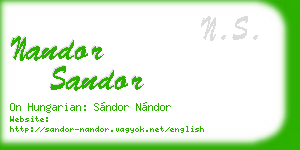 nandor sandor business card